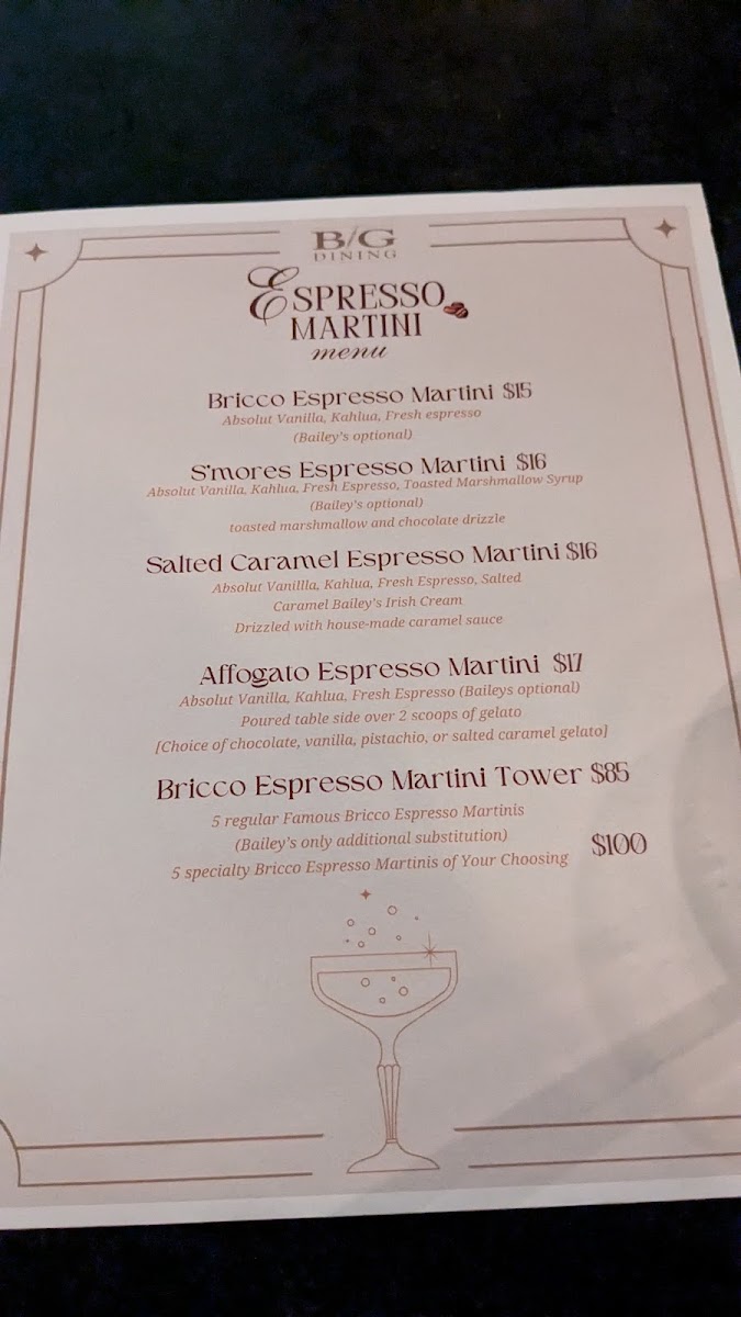 Bricco Trattoria Menu - Image 1