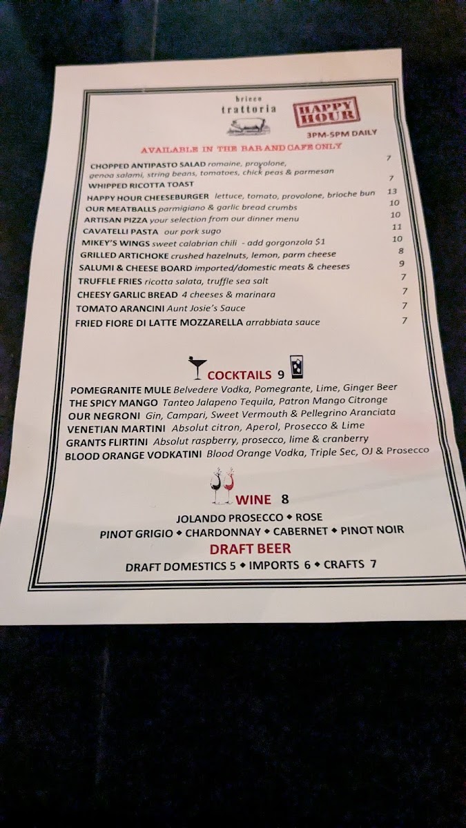 Bricco Trattoria Menu - Image 5